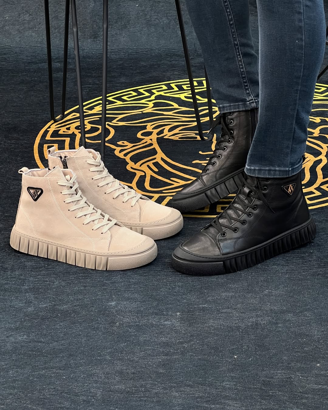 Men's High-Top Lace-Up Casual Shoes