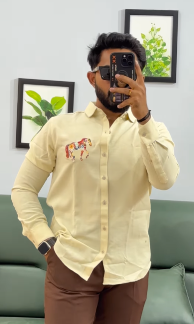 Men's Horse Embroidered Casual Shirt