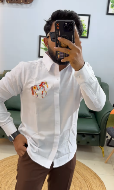 Men's Horse Embroidered Casual Shirt