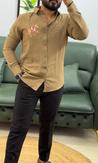Men's Horse Embroidered Casual Shirt