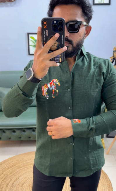 Men's Horse Embroidered Casual Shirt