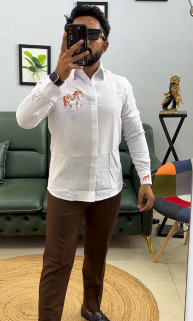 Men's Horse Embroidered Casual Shirt