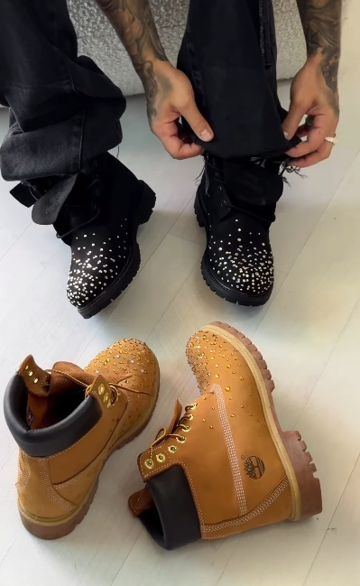Luxury Rhinestone Wear-Resistant Men's Martin Boots