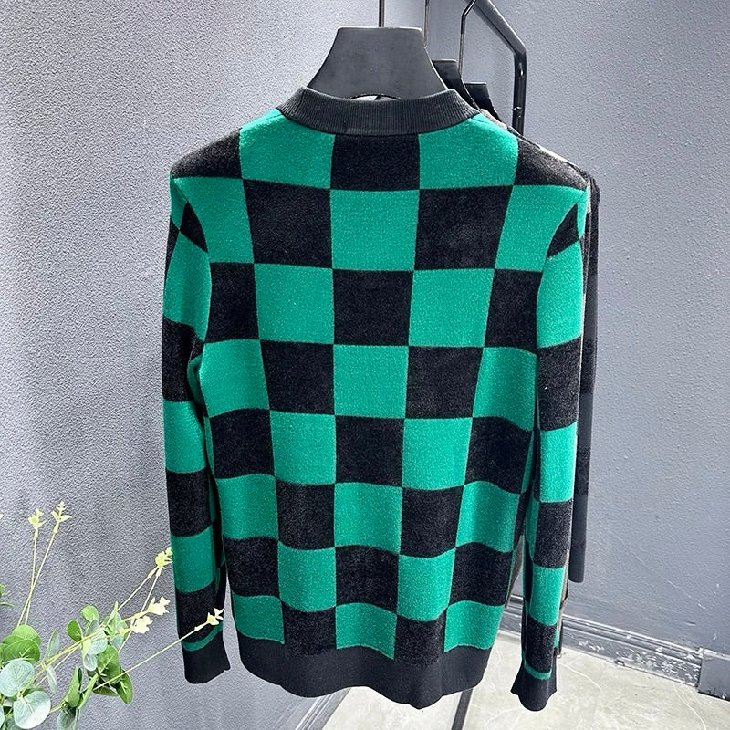 Men's Rhinestone Plaid Bottoming Top