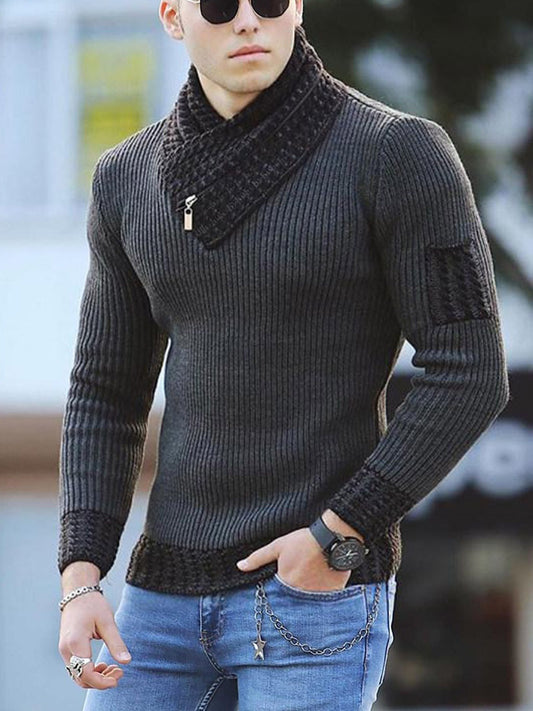 Turtleneck Men's Scarf and Sweater Top