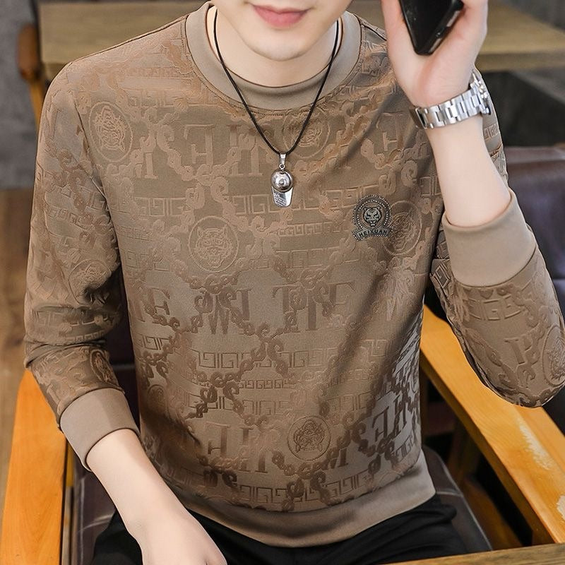 Men's Printed Versatile Long-Sleeved Top