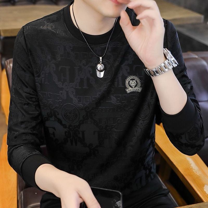 Men's Printed Versatile Long-Sleeved Top