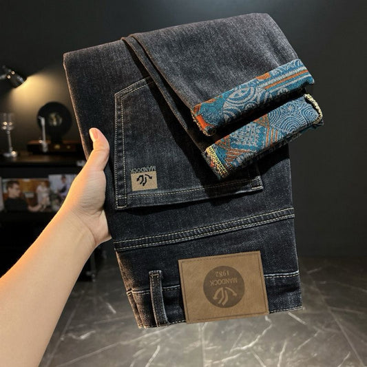 Men's Embroidered Print Casual Jeans