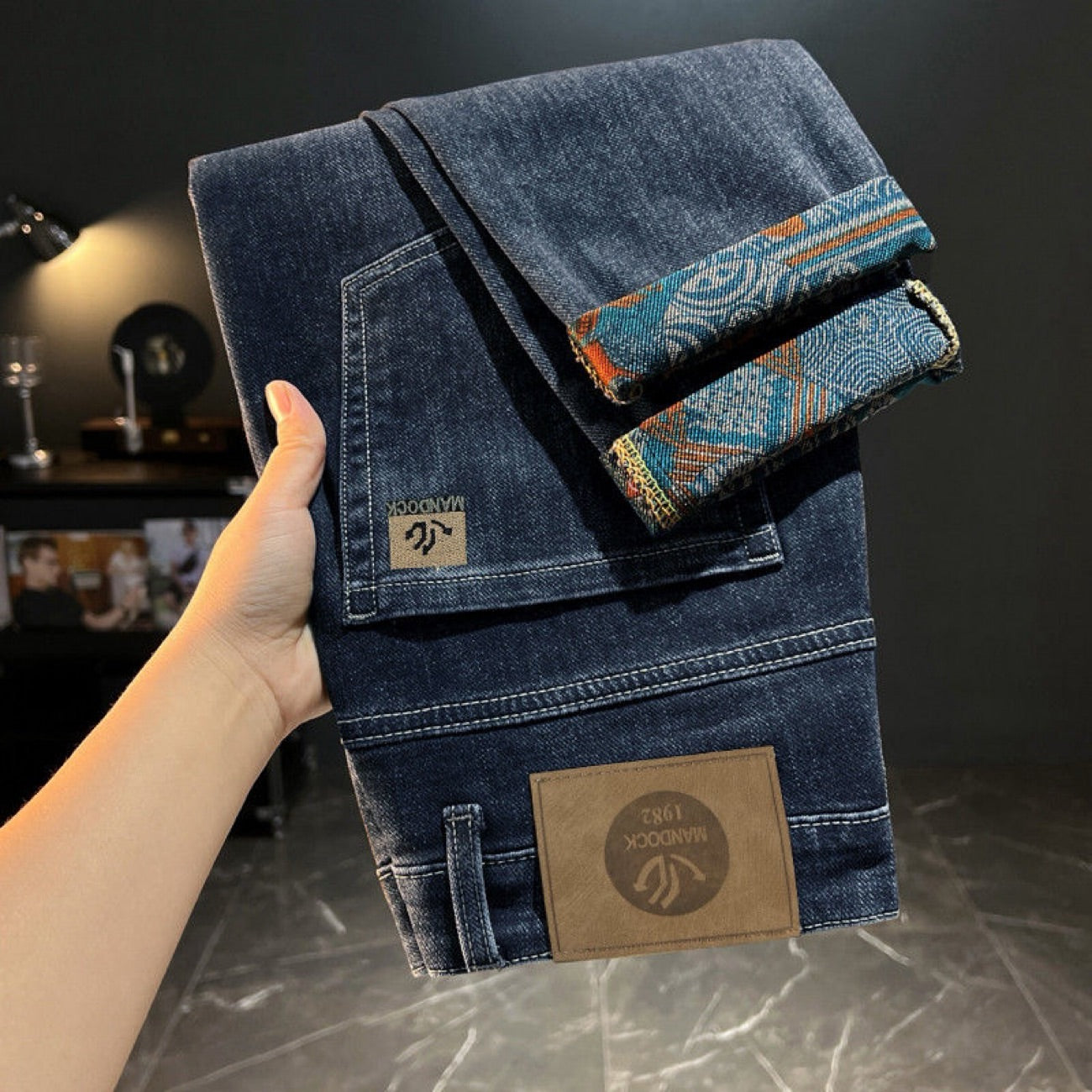 Men's Embroidered Print Casual Jeans