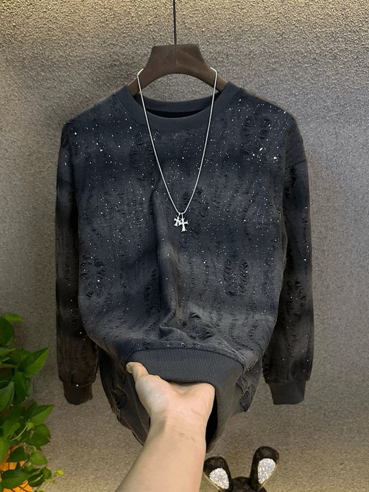 Men's Rhinestone Long-Sleeved Top