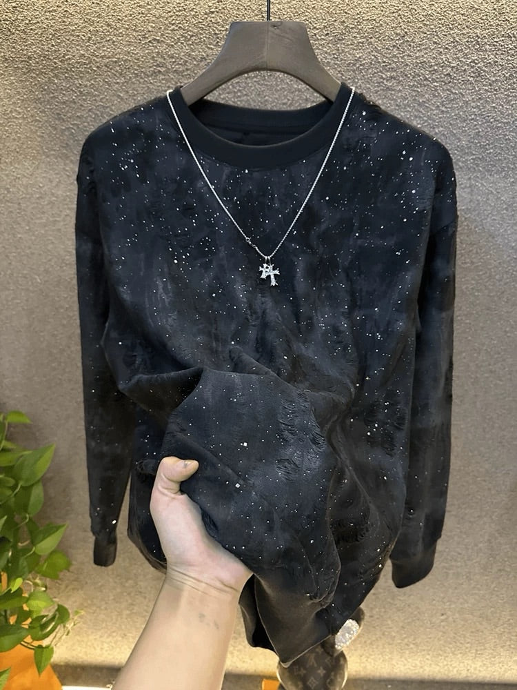 Men's Rhinestone Long-Sleeved Top
