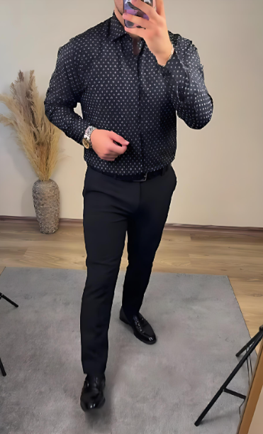 Men's printed textured shirt