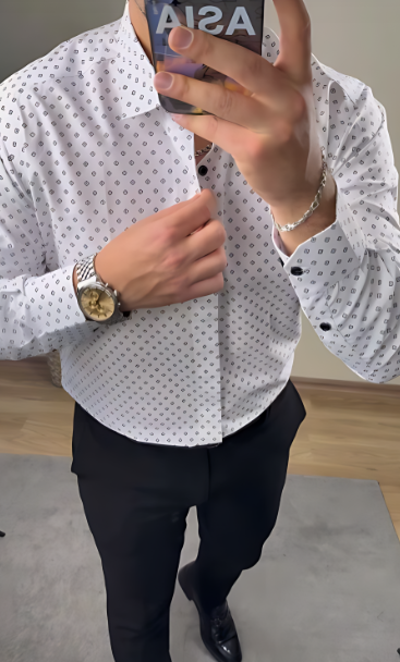 Men's printed textured shirt