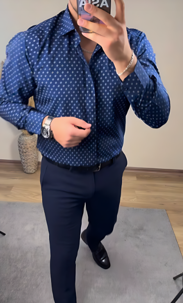 Men's printed textured shirt