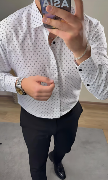 Men's printed textured shirt