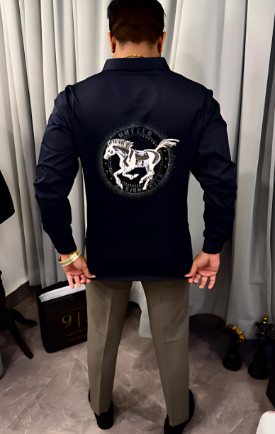 White Horse Rhinestone Men's Shirt