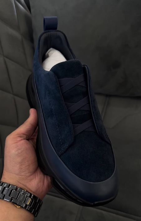 Men's suede platform slip-on shoes