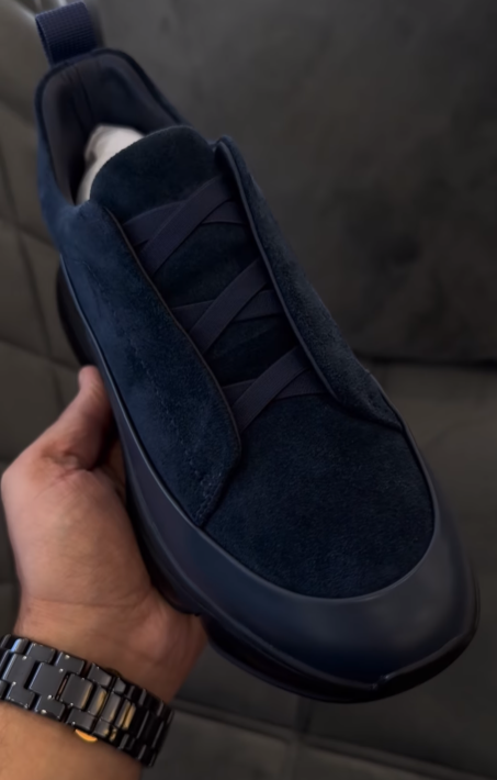 Men's suede platform slip-on shoes