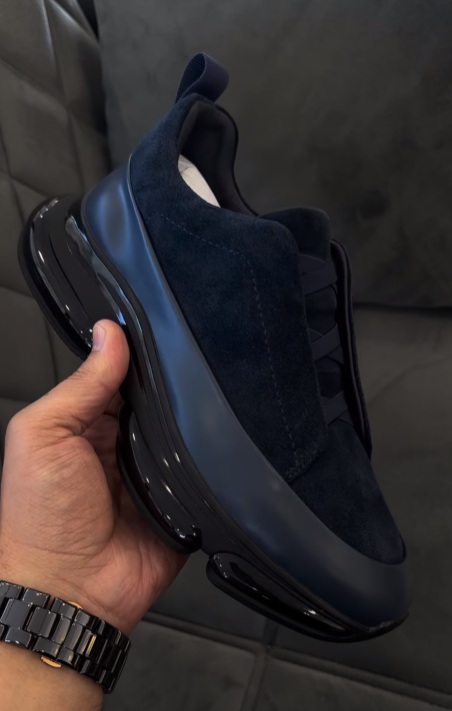 Men's suede platform slip-on shoes