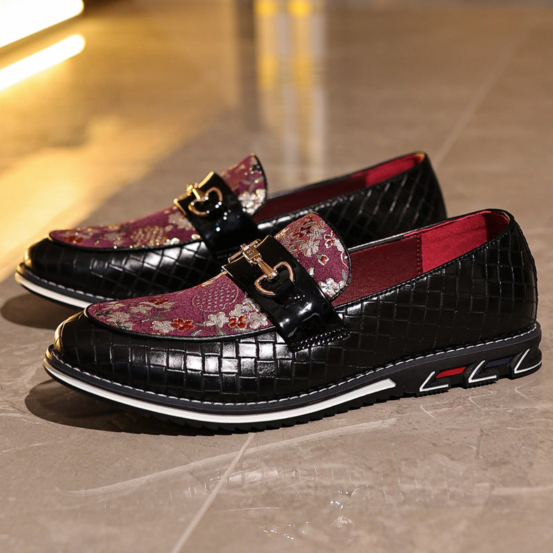 Men's floral embroidered slip-on loafers