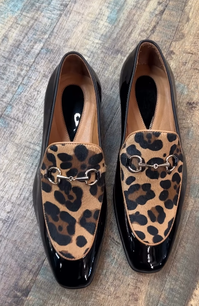 Men's leopard print slip-on loafers