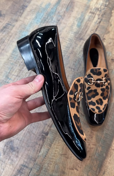 Men's leopard print slip-on loafers