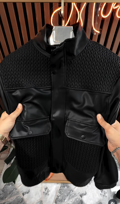 Men's casual soft leather jacket