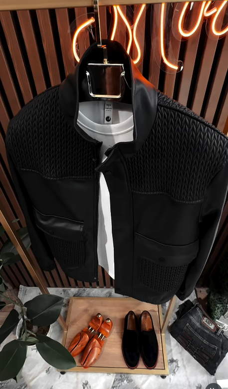 Men's casual soft leather jacket