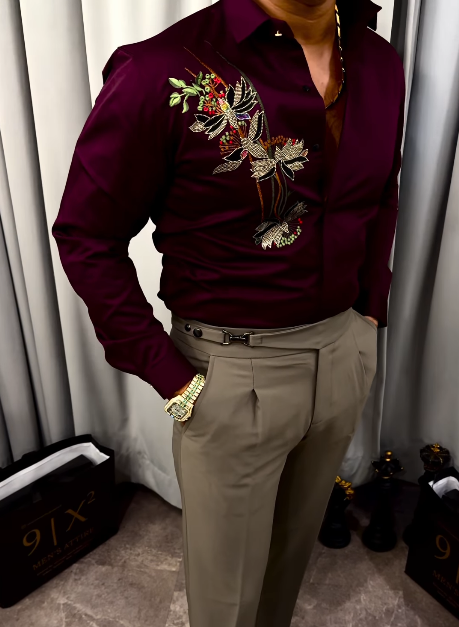 Men's embroidered casual shirt