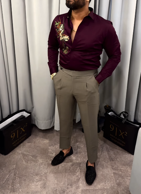 Men's embroidered casual shirt