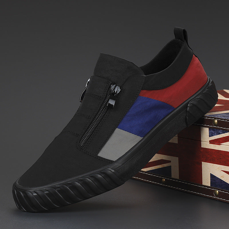 Men's colorblock zip-up slip-on shoes