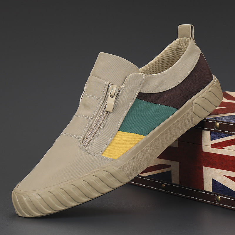 Men's colorblock zip-up slip-on shoes