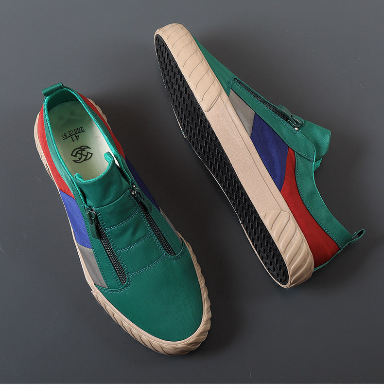 Men's colorblock zip-up slip-on shoes