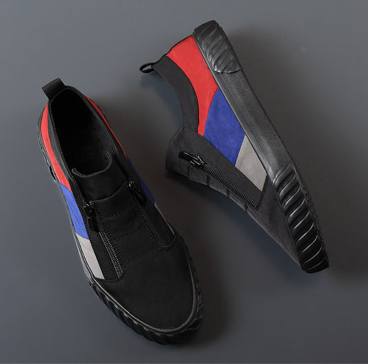 Men's colorblock zip-up slip-on shoes
