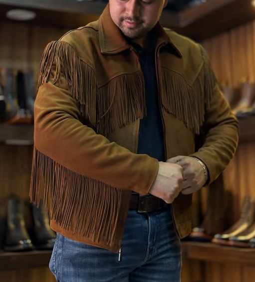 Men's suede fringed jacket