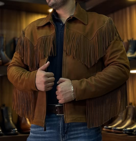 Men's suede fringed jacket
