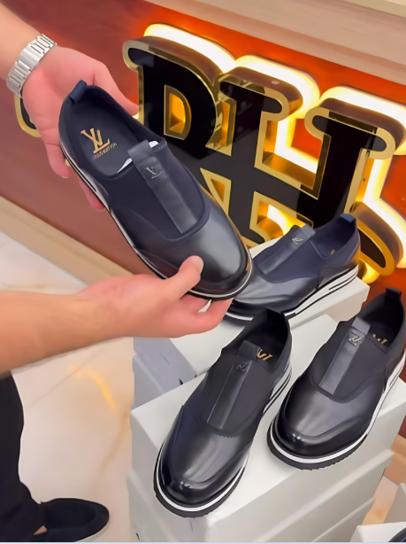 Men's leather slip-on casual shoes