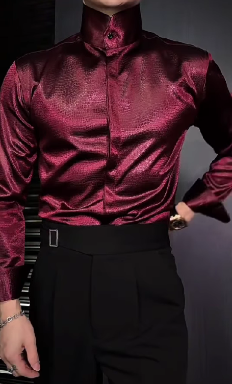 Burgundy high-end textured shirt