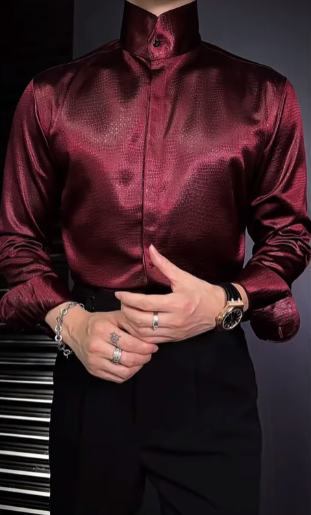 Burgundy high-end textured shirt