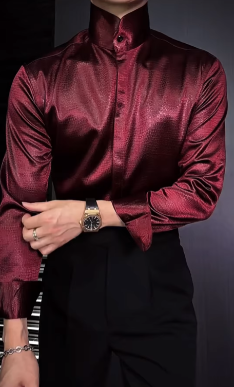 Burgundy high-end textured shirt
