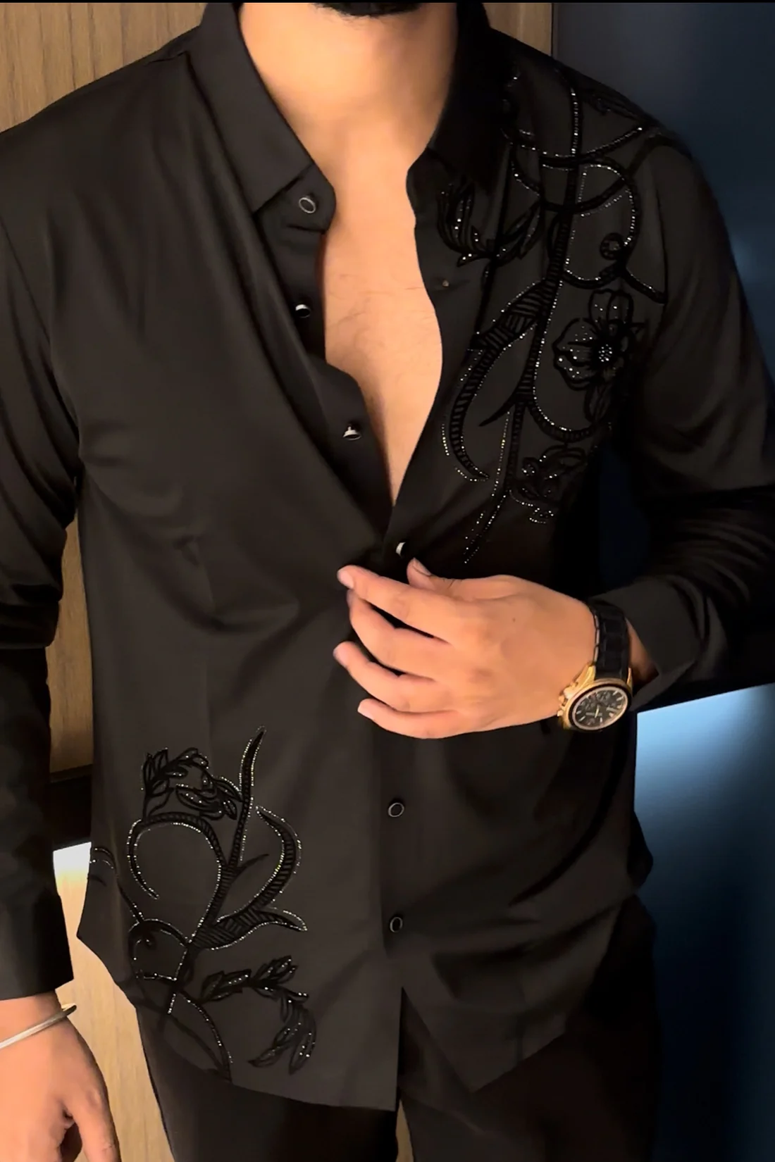 Men's printed sequin shirt