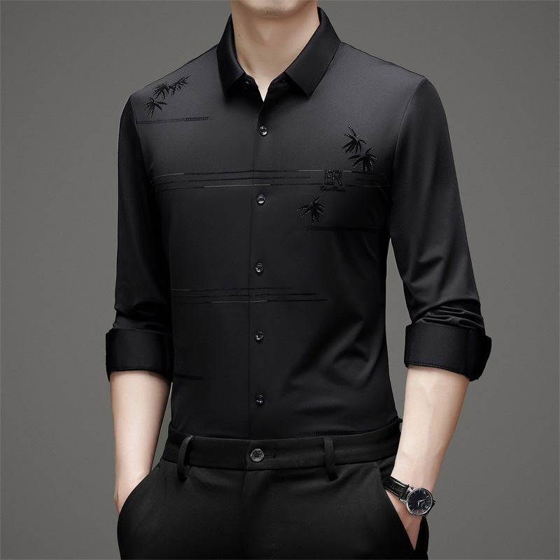Men's Loose Fit Printed Flocked Casual Shirt