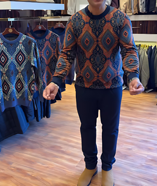 Men's printed long-sleeved sweater