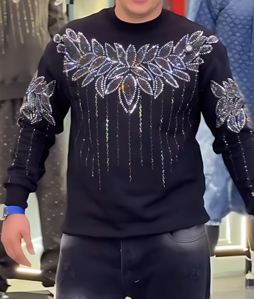 Men's sequined long-sleeved top