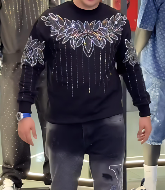 Men's sequined long-sleeved top