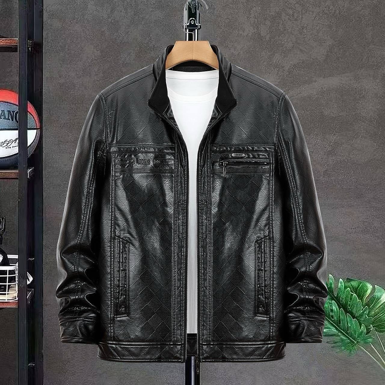 Men's Classic Fleece-Lined Leather Jacket