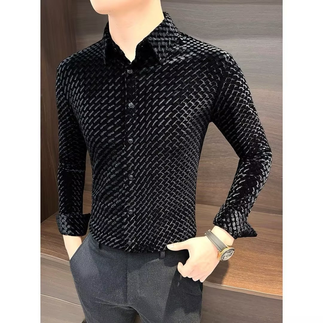 Men's high quality velvet shirt