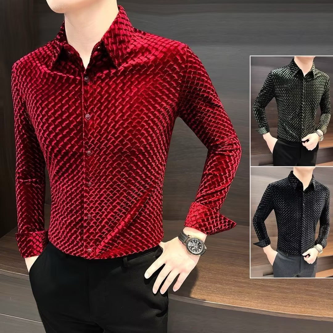 Men's high quality velvet shirt