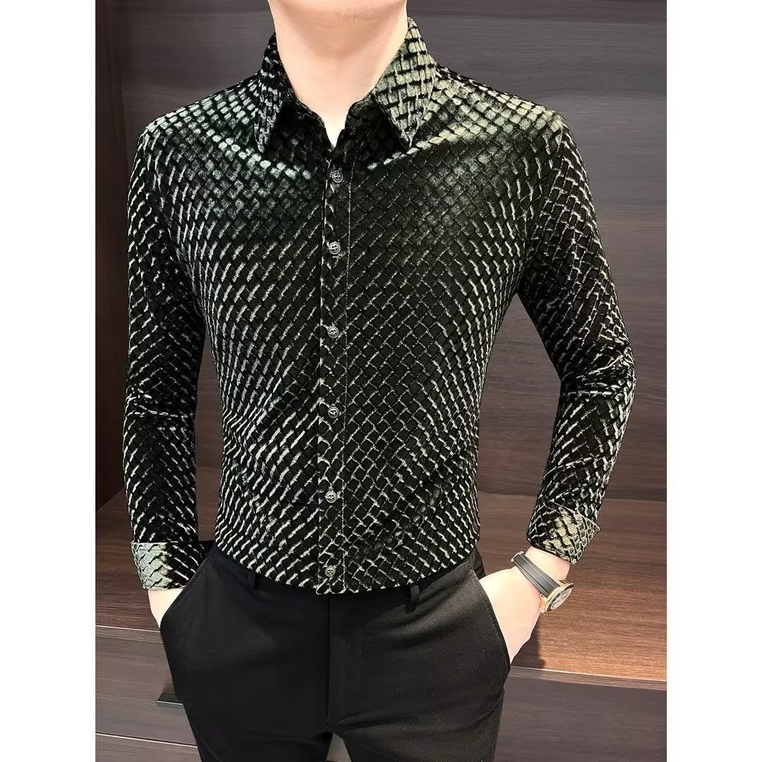 Men's high quality velvet shirt