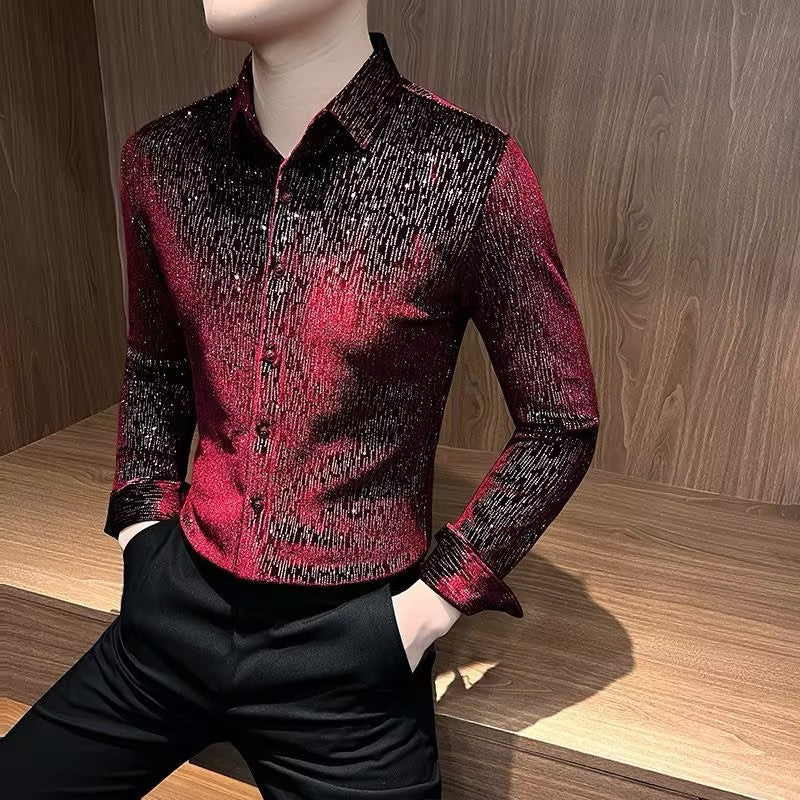 Men's sequined rhinestone shirt
